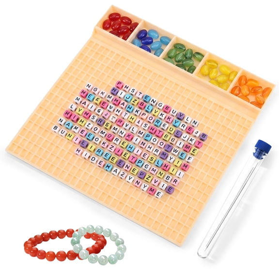 Threns Pony Beads Fast Stringing Tray for 69mm Pony and 66mm Letter Beads, Bead Bracelet Making Board Tray with 3 Beading Needles and Storage Tube for DIY Gifts