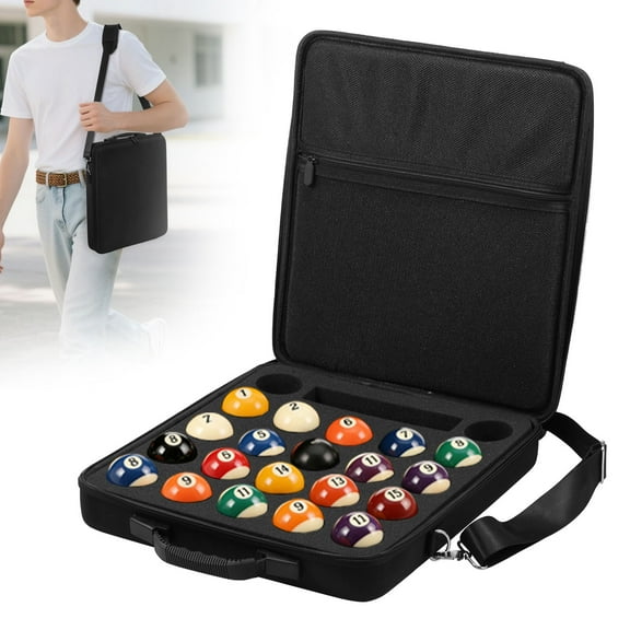 Threns Pool Ball Carrying Case Portable Billiard Case Cue Ball Holder for One Set of Billiard EVA Storage Bag with Handle and Adjustable Shoulder Strap for Travel
