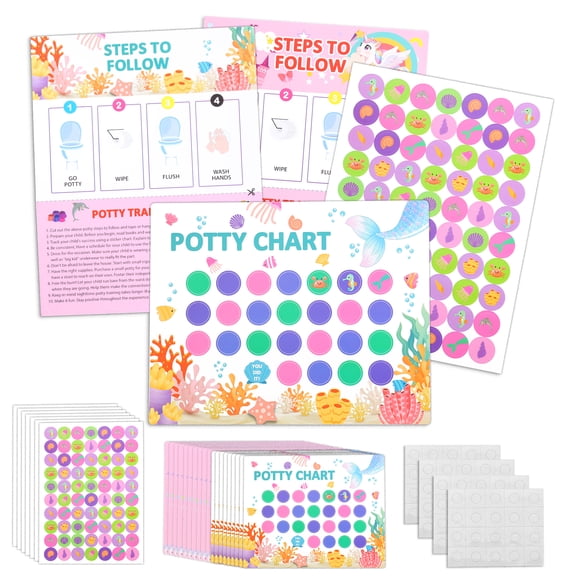Threns Potty Training Chart for Toddlers Girls,20 Pcs Sticker Potty Chart for Toddlers Girls,Potty Training Sticker Charts for Toilet Success,Toddler Reward Chart for Kids,8" x10"