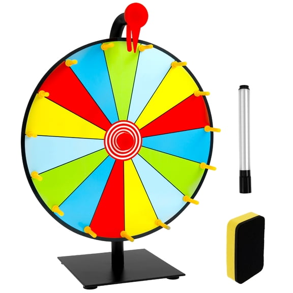 Threns Prize Wheel DIY Interactive Spin Wheel with Board Eraser and Pen Erasable Tabletop Roulette Spinner for Home Trade Show Carnival Party