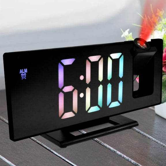 Threns Projection Alarm Clock with 180° Rotatable Projector Large Display Digital Alarm Clocks Projection 3 Level Dimmable with Snooze