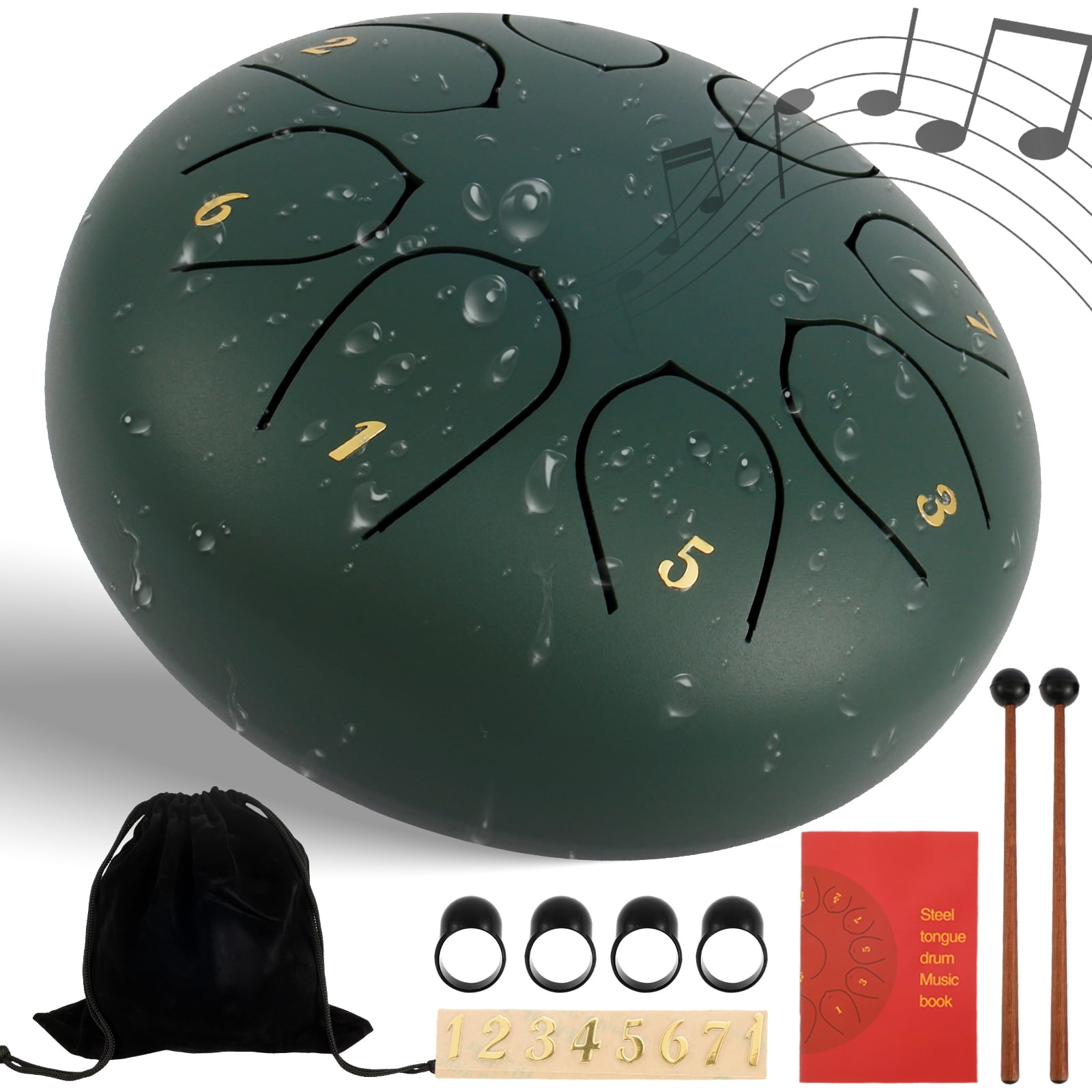 Threns Rain Drum 8 Tone 6 inch Carbon Steel Tongue Drum Outdoor Garden Chakra Rain Drum Musical Instruments for Outside Garden Patios