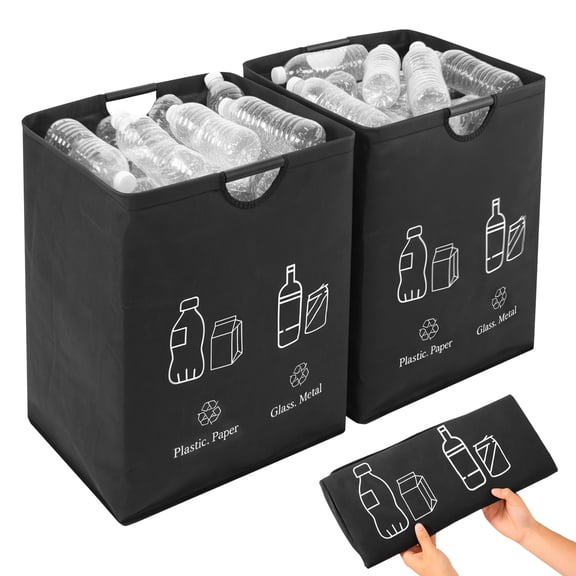 Threns Recycling Bin, 65L Recycle Waste Bag for Kitchen, Indoor Recyclable Waste Trash Sorting Organizer, Durable, Washable, Affordable Recycle Bags, 2 Pack