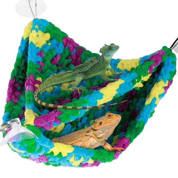 Threns Reptile Hammock Soft Flannel Lizard Hammock Double-Layered Swing Hanging Bed Triangular Bearded Dragon Hammock Chameleon Hammock with Suction Cups and Hooks for Gecko Small Reptiles