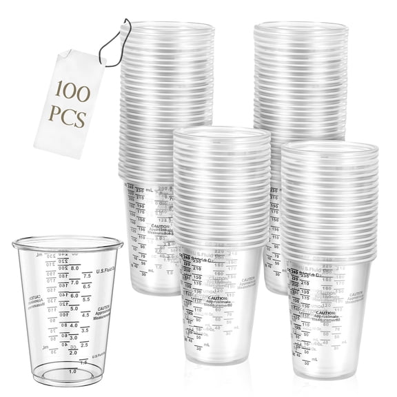 Threns Resin Mixing Cups and Sticks, 100 Packs Epoxy Measuring Cups Kit - 100Pcs 100ml Disposable Graduated Cups for Mixing Paint, Stain, Epoxy, Resin