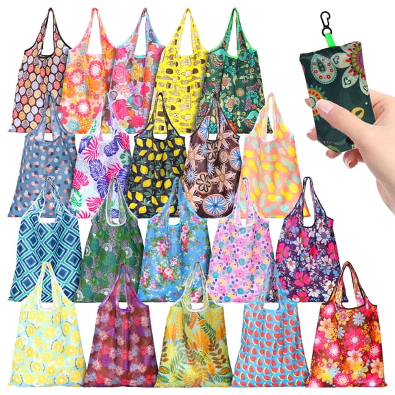 Threns Reusable Grocery Bags,20 Pack Foldable Shopping Bags,Large Fashion Tote Bags for Groceries,Aesthetic Personalized Gifts for Women Mom