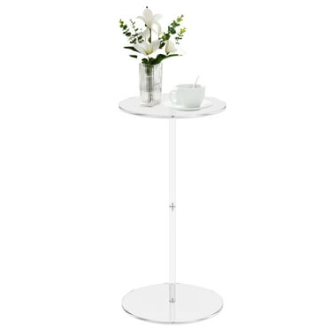 Threns Round Acrylic Drink Table for Small Rooms Space Saving Easy Assembly Circle Clear Side Table for Living Room Bedroom Office