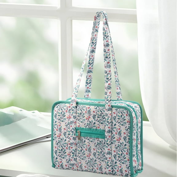 Threns Sewing Supplies Storage Bag Large Capacity Sewing and Craft Accessories Organizer Tote with Clear Pocket Knitting Travel Storage Bag for Knitting Crochet