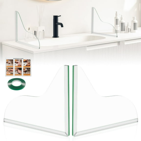 Keyohome Shower Splash Guards,2 Pcs Bathtub Shower Water Splash Guards,Acrylic Tub Corner Guards for Bathroom Tub,Easy to Install,Freestanding