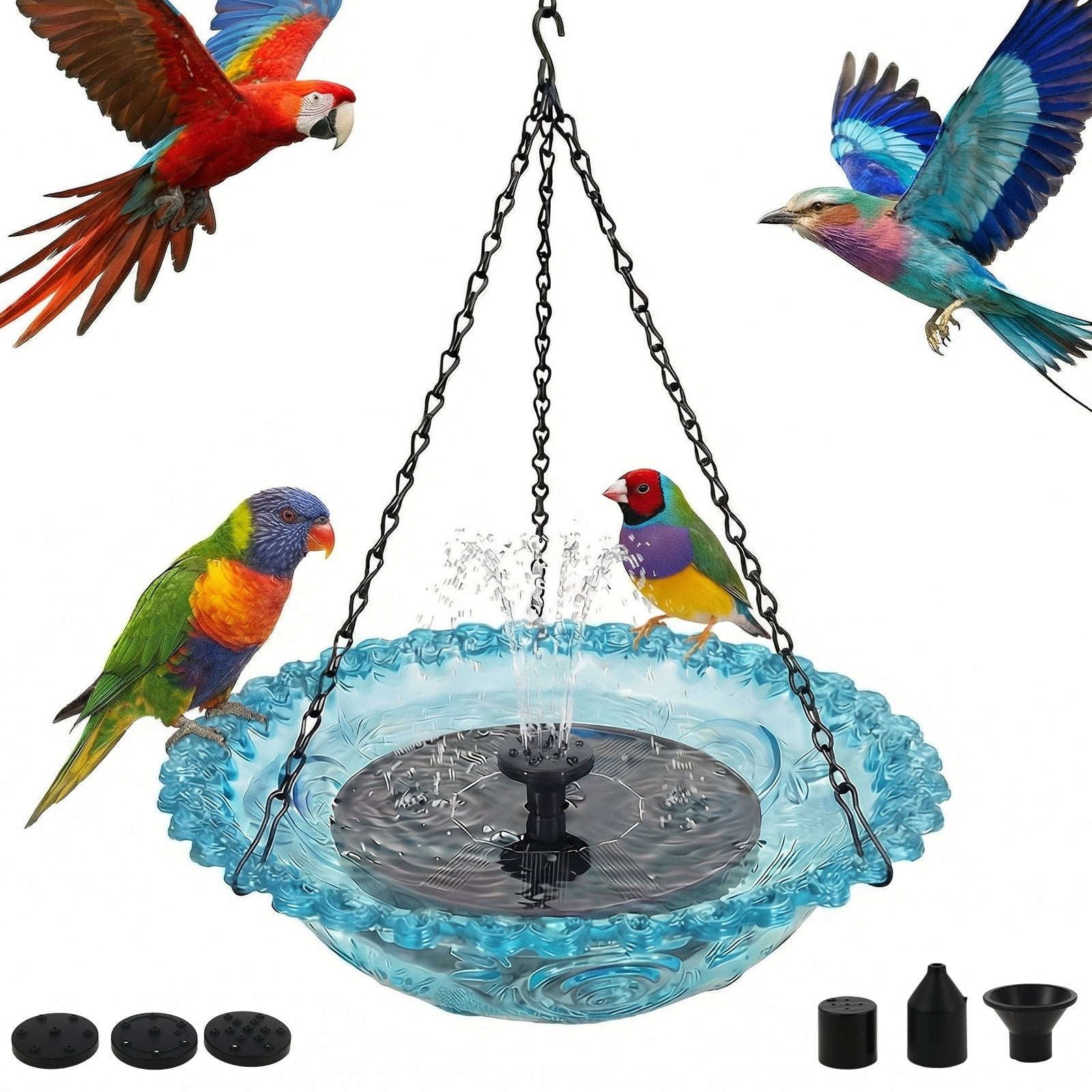 Threns Solar Cascade Hanging Bird Bath Fountain, Solar Powered Bird Bath Fountain, Hanging Birds Baths for Outdoors Garden Patio Backyard Lawn Decor