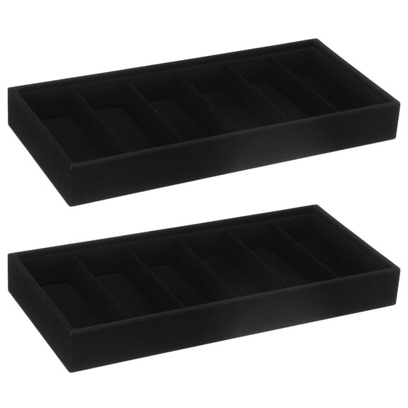 Threns Sunglass Organizer,Velvet Glasses Trays,Eyeglasses Watches Jewelry Display,Glasses Storage Holder Box for Men Women,6 Grids,2 Pack,Black