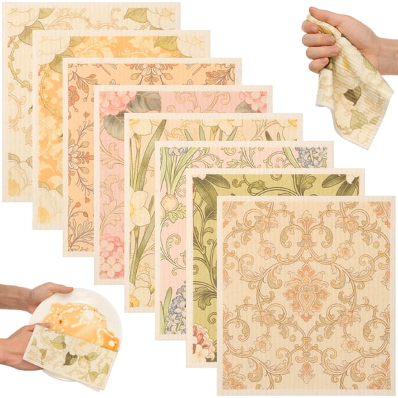 Threns Swedish Dish Cloths.8Pack Reusable Kitchen Dishcloths,Ultra Absorbent Dish Towels for Washing Dishes,Sponge Cloth Cleaning Rag for Home