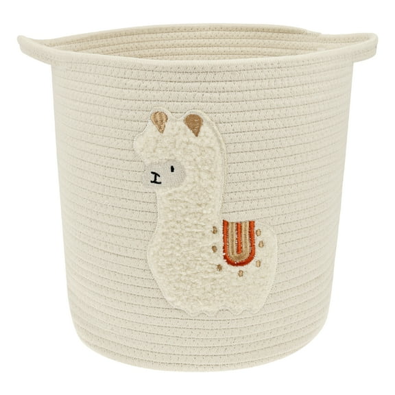 Threns Toy Storage Basket for Kid with Handle Foldable Woven Cotton Rope Thick Cute Storage Basket for Toy Clothes Blanket