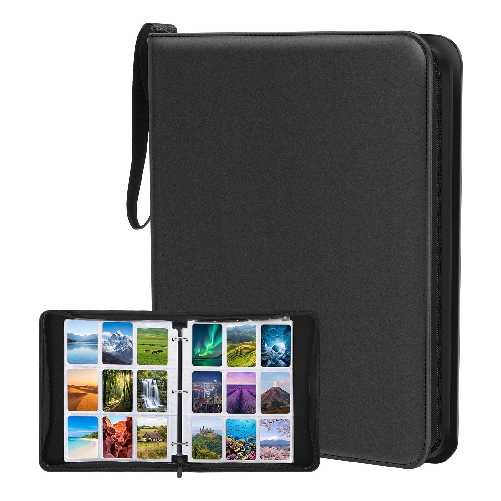Threns Trading Card Binder, 9 Pocket Card Binder Holds 540 Cards with Double-Sided Sleeves, Premium Zipper Top Loader Card Collection Album, PU Card Folder Holder for MTG, TCG, Baseball, Sports Cards