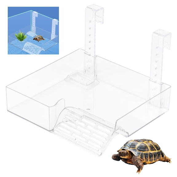 Threns Turtle Basking Platform for Aquatic Turtles Acrylic Floating Turtle Dock Height Adjustable Turtle Tank Platform 8.86×8.27×2.17 Inches