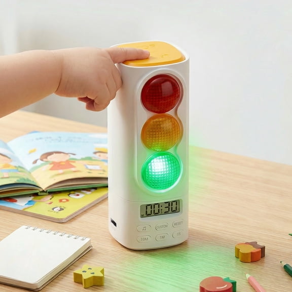 Threns Visual Timer for Kids with Audio Pre-Alarm, Traffic Light Alarm for Kids Teachers Classroom Home, Time Management Tool,Learning Resources Time Tracker with 24H Countdown Pause Memory Function