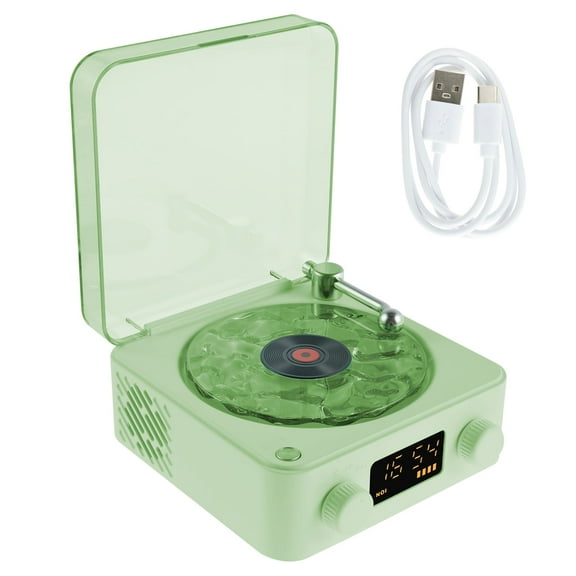 Threns The Waves Vinyl Player,Waves Vinyl Bluetooth Speaker with Ambient Light,Portable Wireless Vintage Vinyl Record Player,Bluetooth Speaker for Bedroom,Office,Party