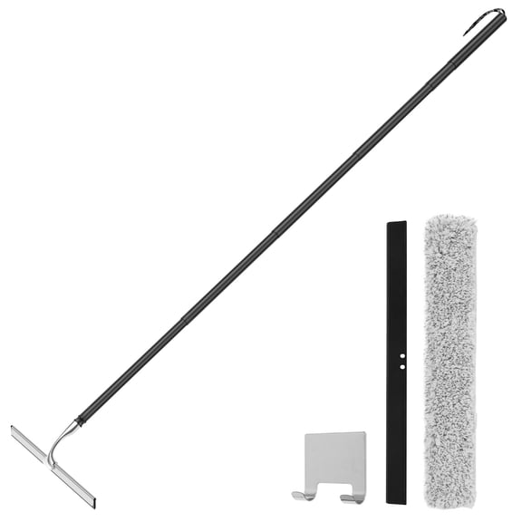 Threns Window Squeegee 17.3"-60.6" Telescopic Glass Squeegee with 12" Wide Silicone Blade with Replacement&nbsp;Head and Hanger for Car Glass Shower Marble