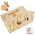 thumbnail image 1 of Thren Wooden Hamsters Foraging Toy Rabbit Puzzle Toy with 6 Food Holes Interactive Treat Dispenser Toy for Rabbits Bunny Rats,7" x 5.5" x 0.79", 1 of 8
