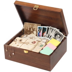 Threns Wooden Keepsake Box, Large Acacia Memory Box with Hinged Lid, Wooden Storage Box for Picture Letter Crafts Time Capsule - Wooden Gift Boxes