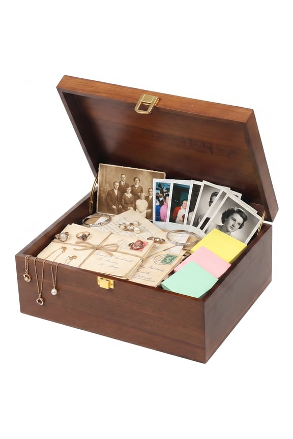 Wooden Keepsake Box, Large Acacia Memory Box with Hinged Lid, Wooden Storage Box for Picture Letter Crafts Time Capsule - Wooden Gift Boxes