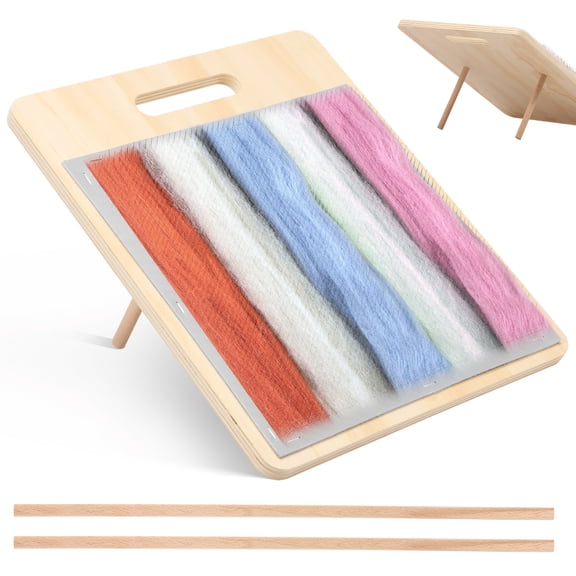 Threns Wool Blending Board,Wool Hand Carders Angle with 1 Wool Brush and 2 Wooden Craft Sticks for Blending and Finishing Wool Fibers
