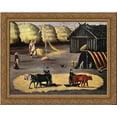 thumbnail image 1 of Threshing the floor in a Georgian country village 24x20 Gold Ornate Wood Framed Canvas Art by Pirosmani, Niko, 1 of 2