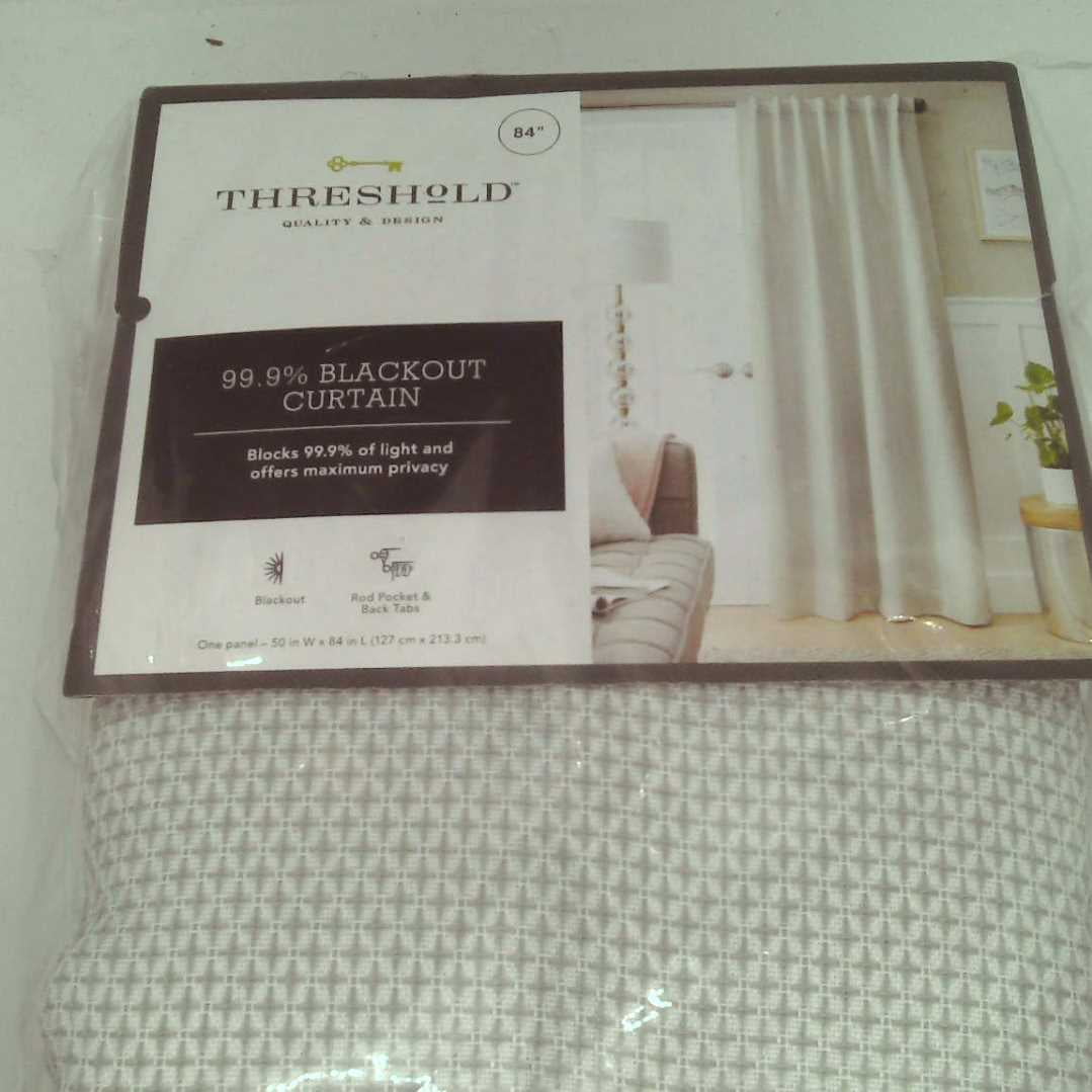 Threshold Blackout Room Darkening Curtain Panel, Gray 84x50 Textured