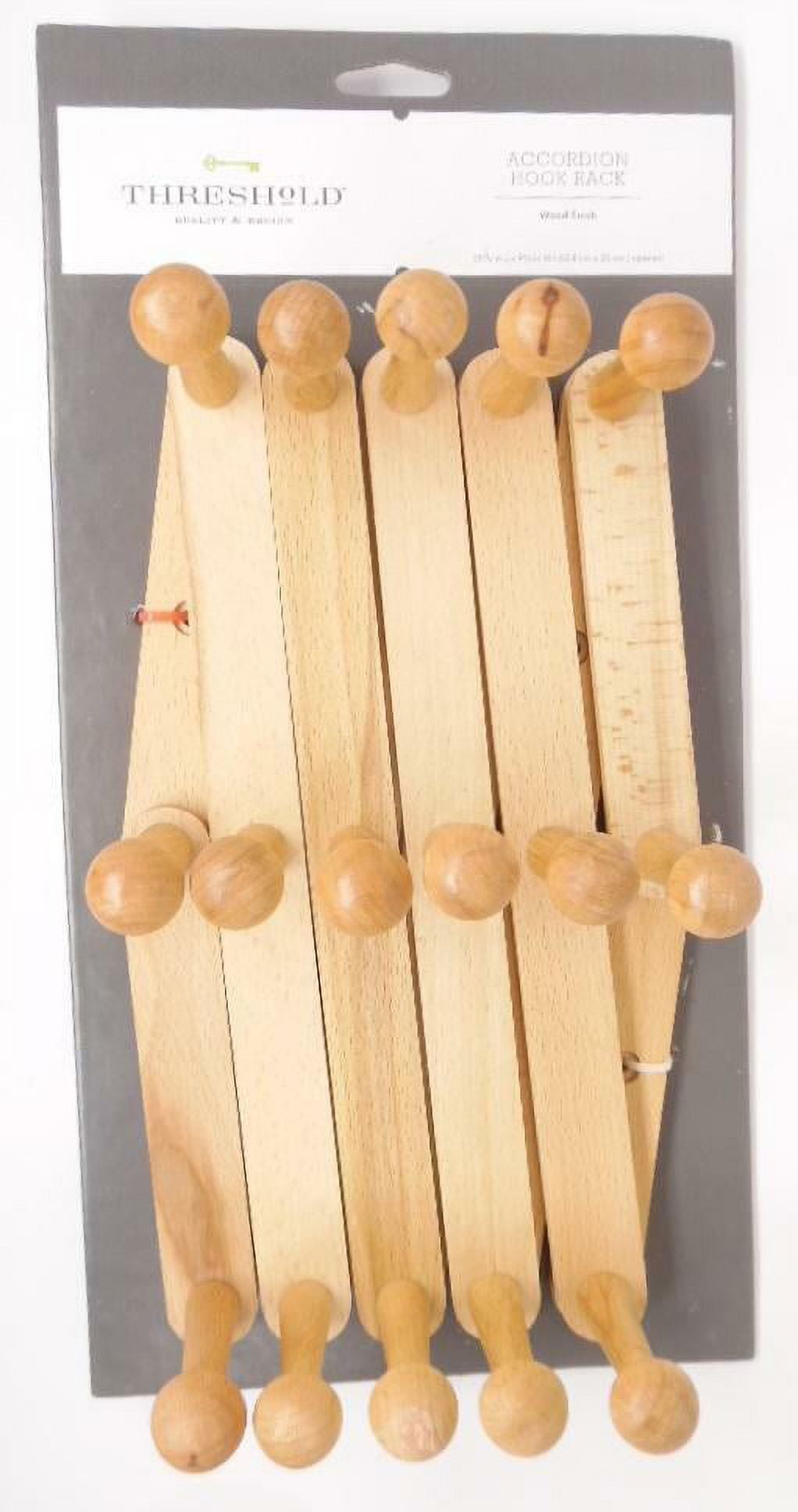 Threshold Large Wood Finish Rail Accordion Hook Wooden Coat & Hat Rack