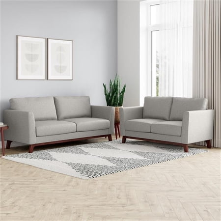 Threshold Middlefield Wood Base 2-Seater Loveseat Sofa in Light Gray Linen