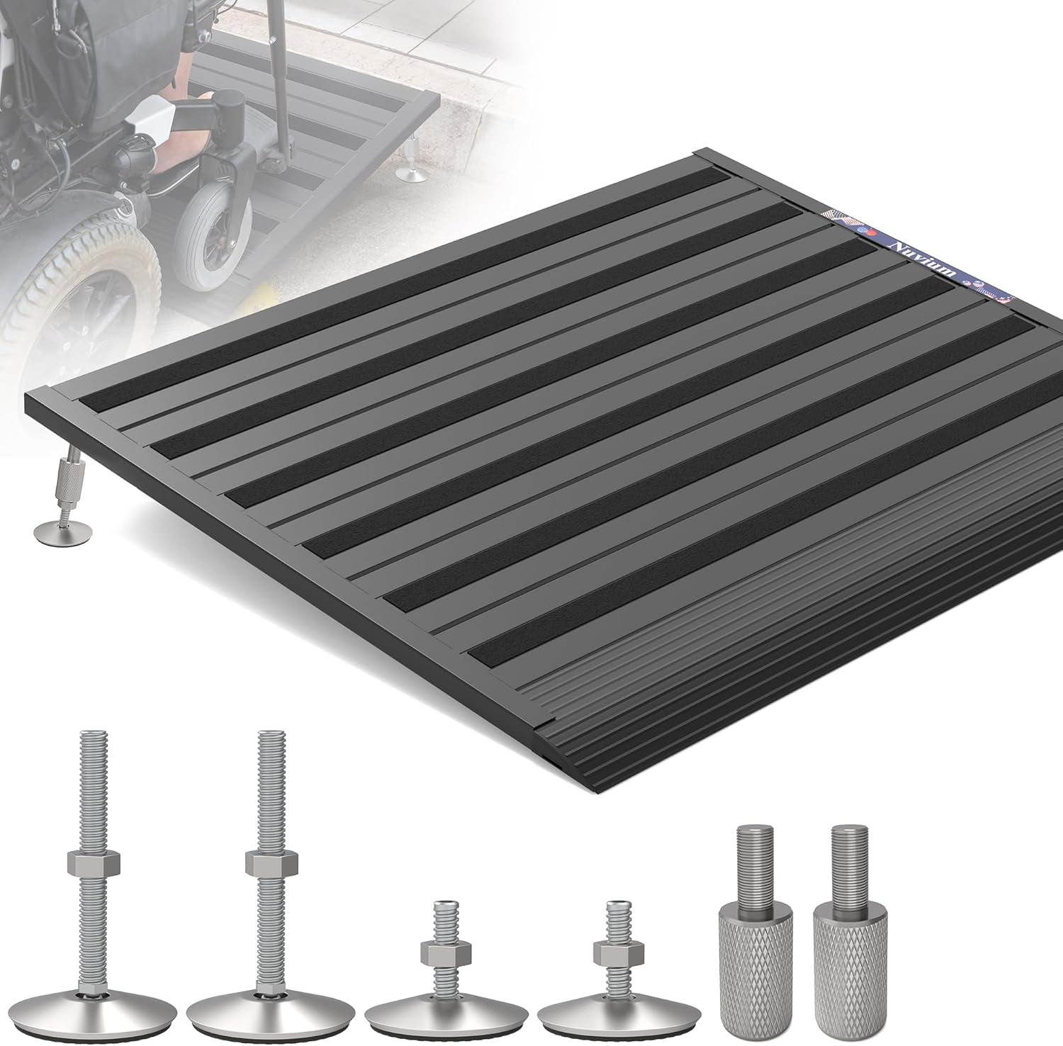Threshold Ramp for Doorways, 1100lbs Load Capacity, Adjustable Height 2 ...