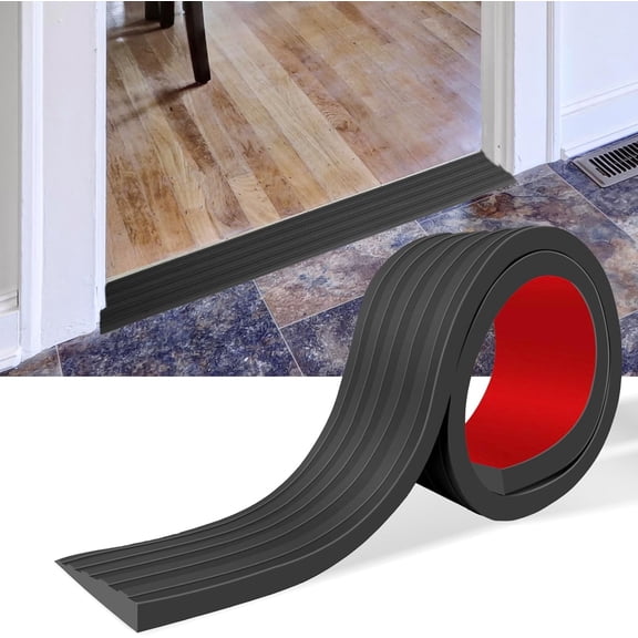 Threshold Ramps for Doorways Self-Adhesive Rubber Ramps for Door Threshold Rubber Door Threshold Ramp for Wheelchair Stroller Scooter Reducer Ramp (Black, 2\u201d Wide x 10' Long)