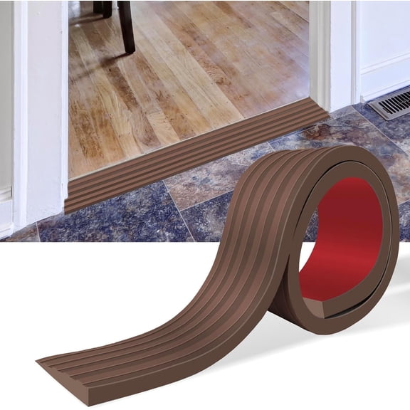 Threshold Ramps for Doorways Self-Adhesive Rubber Ramps for Door Threshold Rubber Door Threshold Ramp for Wheelchair Stroller Scooter Reducer Ramp (Brown, 2\u201d Wide x 3.3' Long)