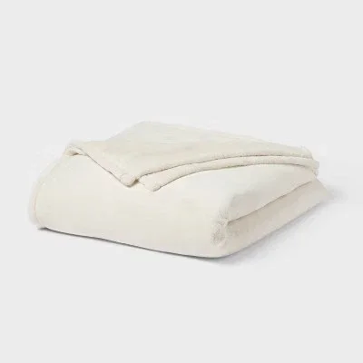 Threshold Ultra-Plush Throw Blanket Oversized 92X90 Knitted Year-Round, Ivory