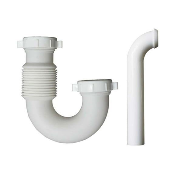 Thrifco 4401676 1676-T 1-1/2 Inch PVC Flexible P-TRAP with (2) 1-1/2 Inch Slip Joint Nut & (2) 1-1/2 Inch Slip Joint Washers (2) 1-1/2 Inch x 1-1/4 Inch Reducer Washers