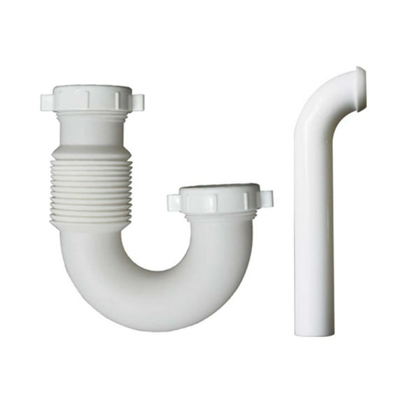 Thrifco 4401676 1676-T 1-1/2 Inch PVC Flexible P-TRAP with (2) 1-1/2 Inch Slip Joint Nut & (2) 1-1/2 Inch Slip Joint Washers (2) 1-1/2 Inch x 1-1/4 Inch Reducer Washers