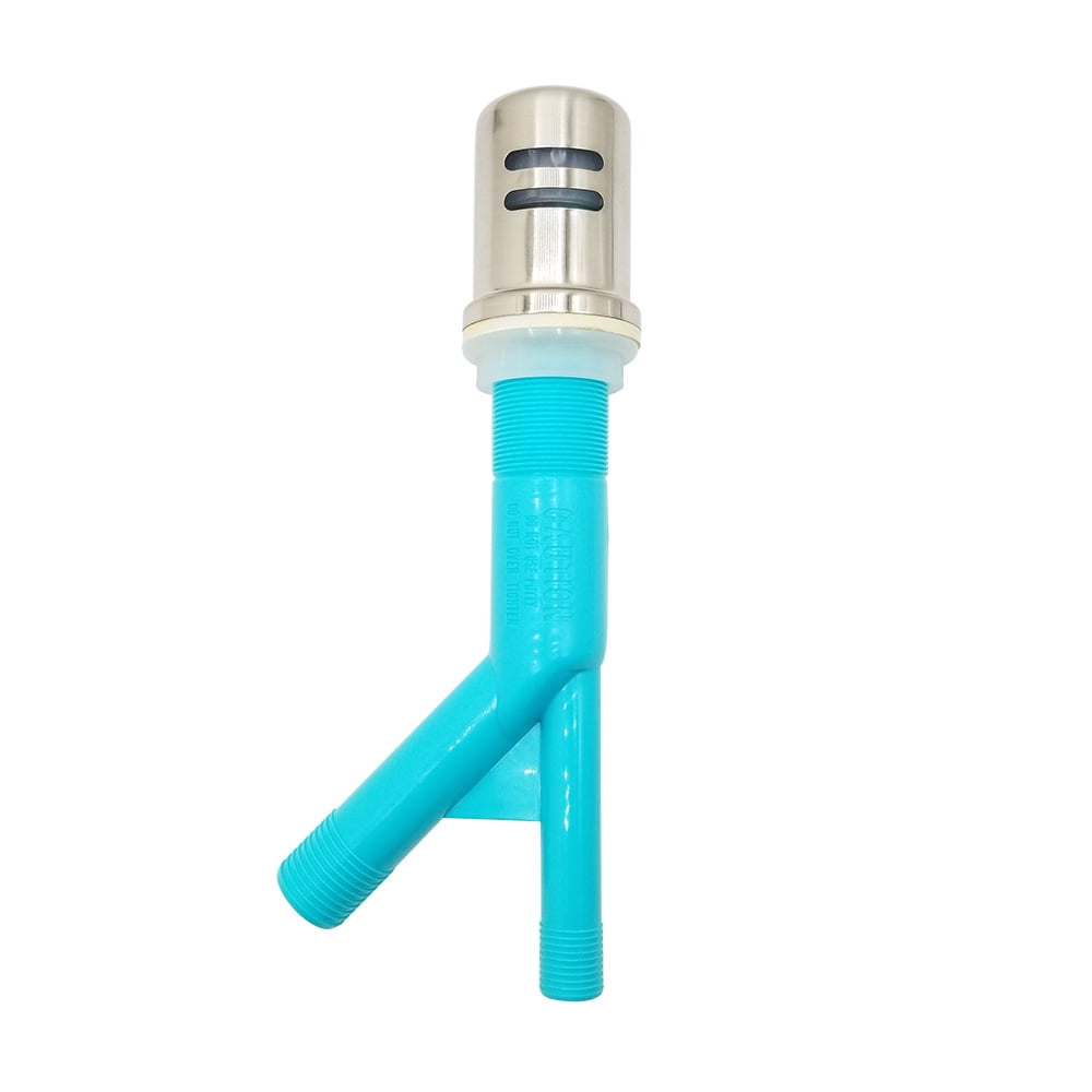 Thrifco 4402291 5/8 Inch x 7/8 Inch Dishwasher Air Gap Body with Flanged / Skirted Air Gap Metal Cap in Satin Nickel