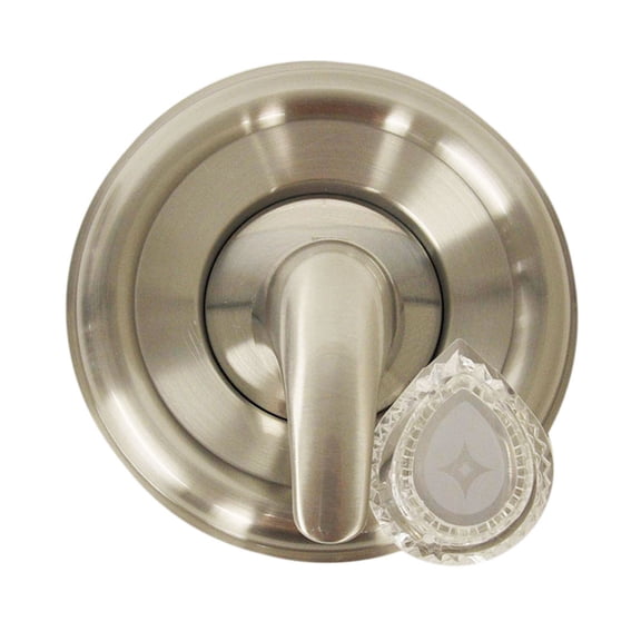 Thrifco 4402607 Aftermarket Tub/Shower Double Handle Trim Kit for Moen, Acrylic & Metal Handle, Satin Nickel Finish Faceplate Trim