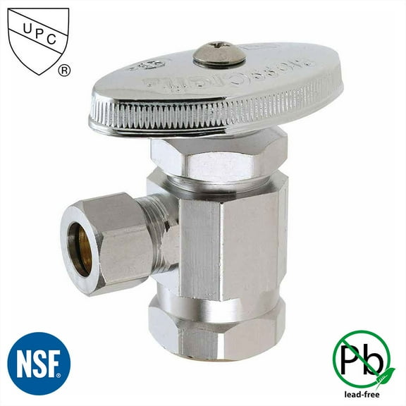 Thrifco 4405462 1/2 Inch FIP x 3/8 Inch Comp Multi-Turn Angle Stop Valve (Lead Free)