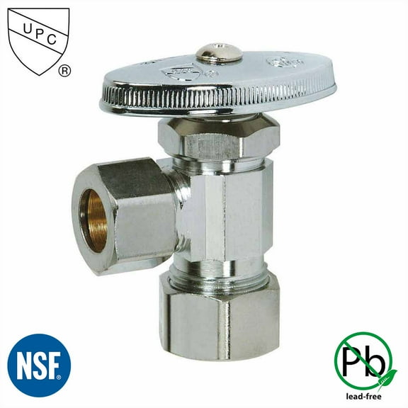 Thrifco 4405465 5/8 Inch Comp x 1/2 Inch Comp Multi Turn Brass Angle Stop Valve (Lead Free)