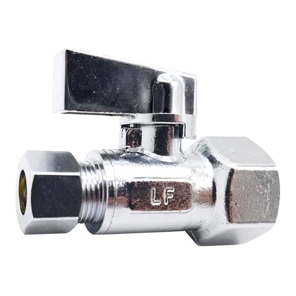 Thrifco 4406467 1/2 Inch FIP x 3/8 Inch Comp Quarter Turn Brass Straight Stop Valve (Lead Free)
