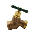 thumbnail image 1 of Thrifco 6415106 1/2 Inch FIP x 3/4 Inch GHT Brass No-Kink Hose Bibb - ARROWHEAD, 1 of 5