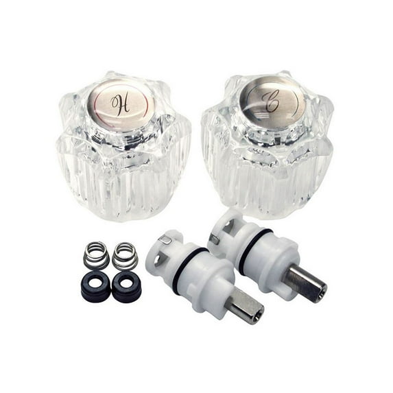 Thrifco 9400019 Aftermarket Lavatory/Kitchen 2-Handle Rebuild Kit for DELTA Faucets, Acrylic Handles (HOT/COLD) with Plastic Stems, Seats & Springs Replaces Danco 09989 & 39675