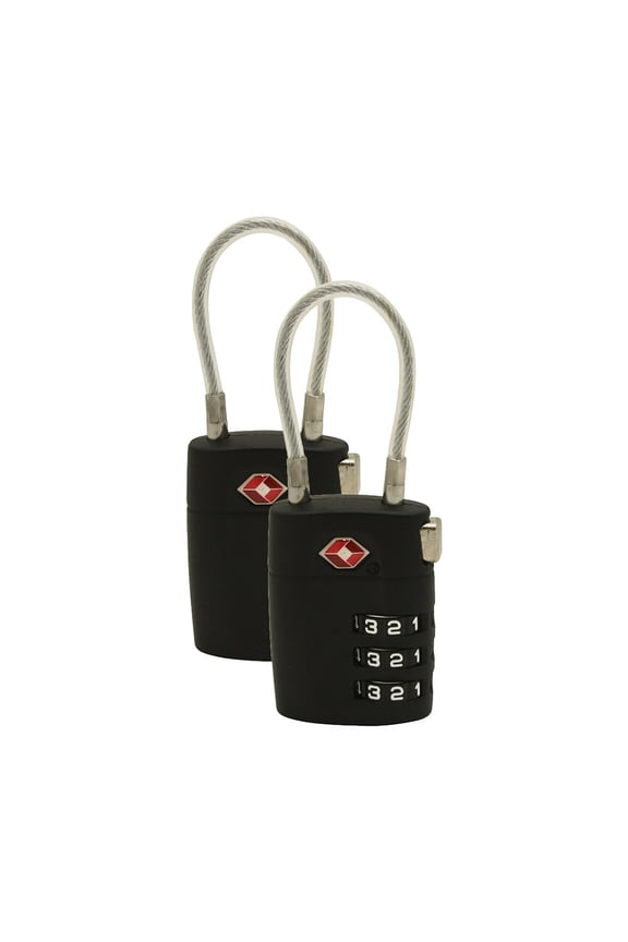 9507000 TSA-Approved 3-Digit Combination Luggage Locks – Black Zinc Ideal for Travel, Suitcases, Gym Lockers, Toolboxes & Backpacks