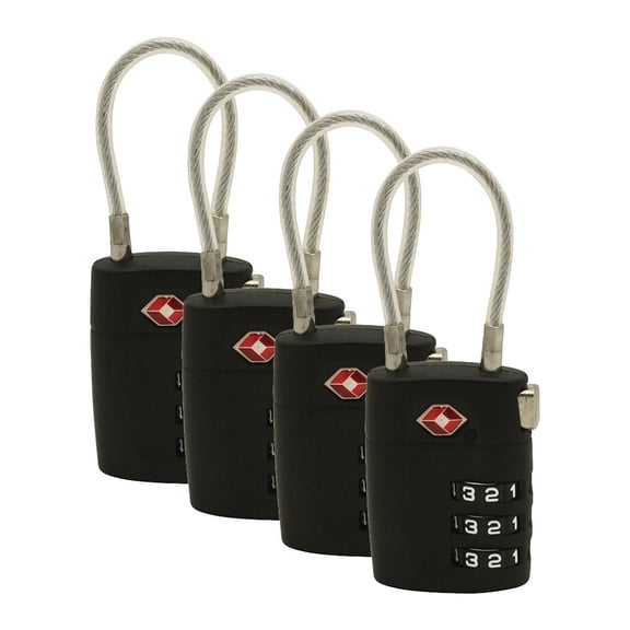 Thrifco 9507000 TSA-Approved 3-Digit Combination Luggage Locks – Black Zinc Ideal for Travel, Suitcases, Gym Lockers, Toolboxes & Backpacks