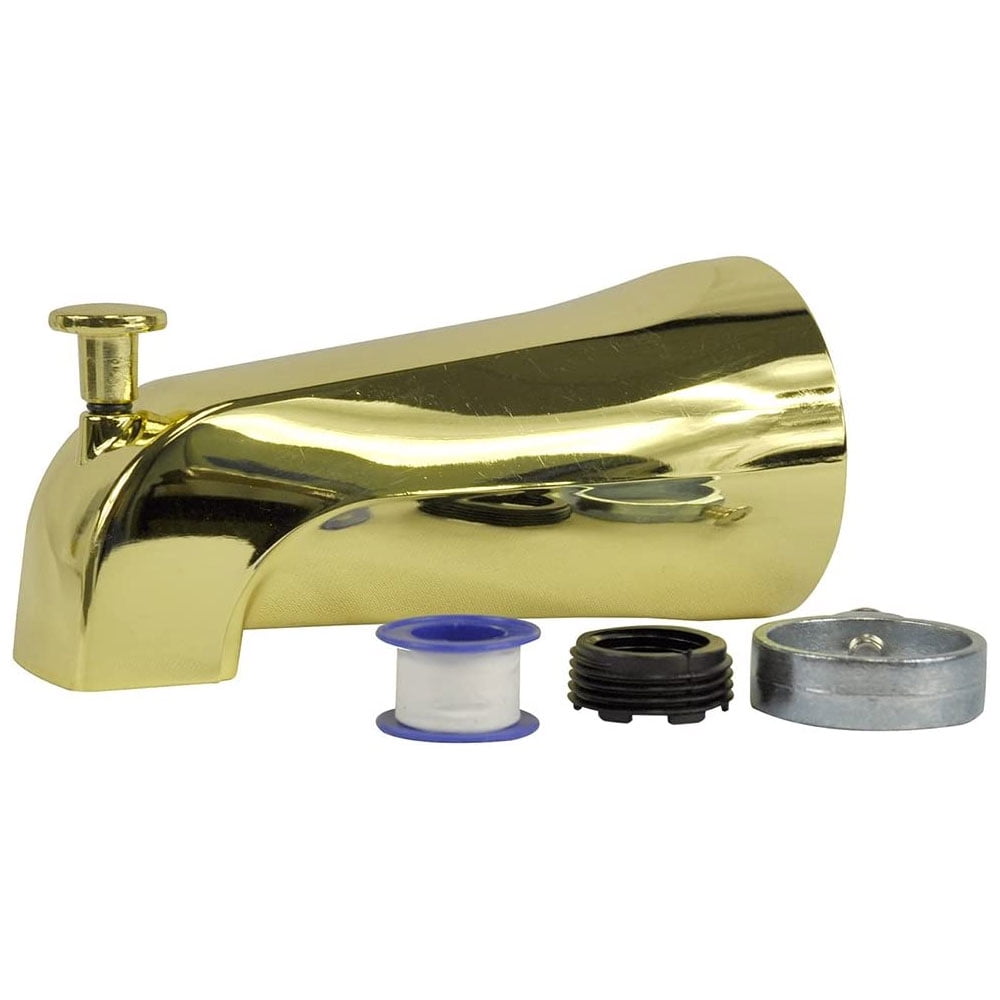 Thrifco Plumbing 4402207 Universal Tub Spout with Diverter, Polished Brass, 1-Pack, Replaces Danco 89265