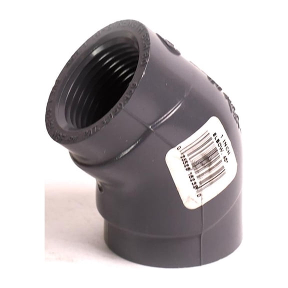 Thrifco Plumbing 8214038 1 Inch Threaded X Threaded Pvc 45 Elbow Sch 80