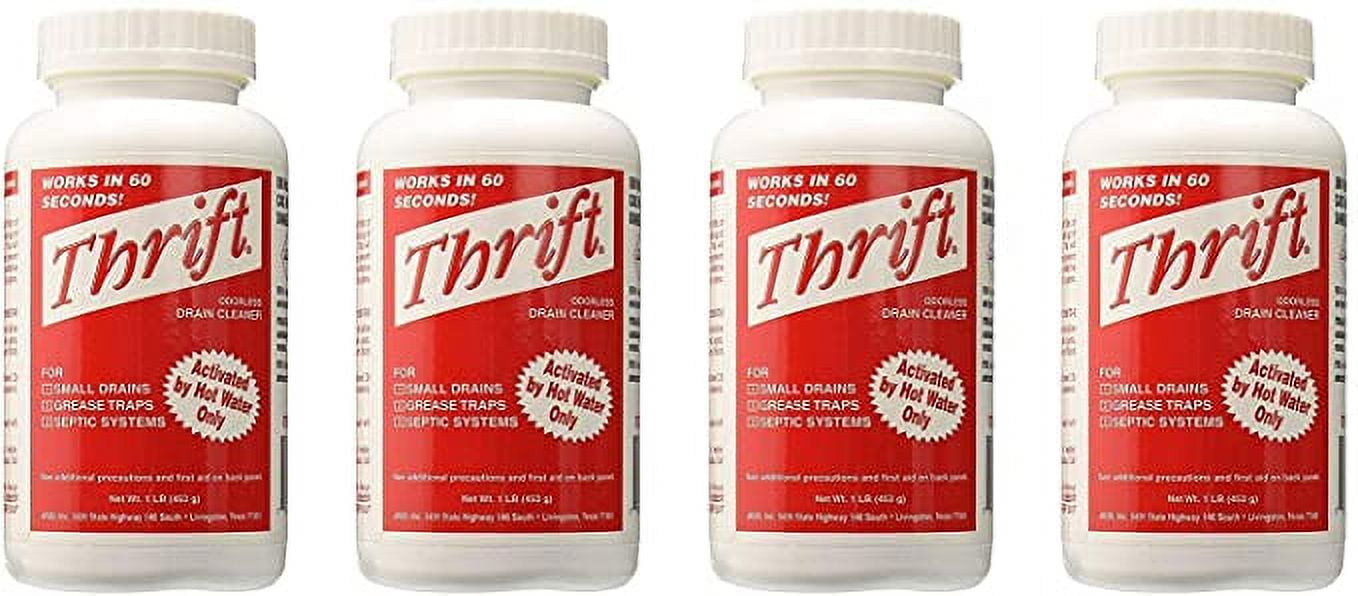 Thrift T100 Alkaline Based 1Pound Granular Drain Cleaner (Red, 4Pack