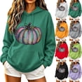 thumbnail image 1 of ThriftyPlait Halloween Graphic Hoodie for Women Casual Fall Pullover Sweatshirt with Front Pocket Long Sleeve Loose Fit Top for Holiday, 1 of 6
