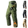 thumbnail image 1 of ThriftyPlait Men's Fleece Lined Cargo Pants Winter Cotton Outdoor Work Trousers Multi Pockets Warm Pants for Cold Trekking, 1 of 8